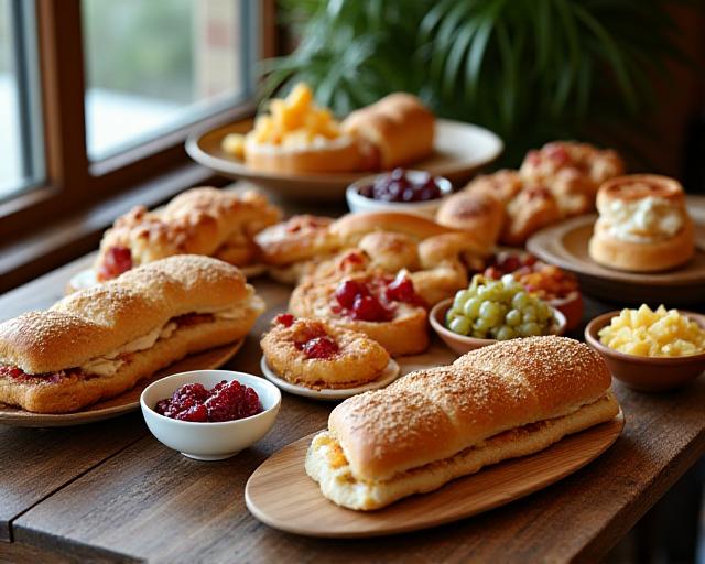 Luxury catering spread with pastries and sandwiches